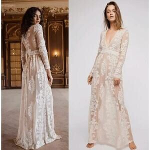 For Love And Lemons Cream and White Maxi Dress